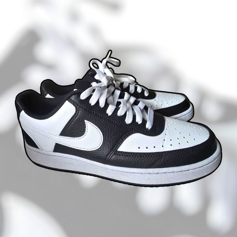 EUC Nike Court Vision Next Nature Low Black White Women’s Size 9 Mens Size 7.5